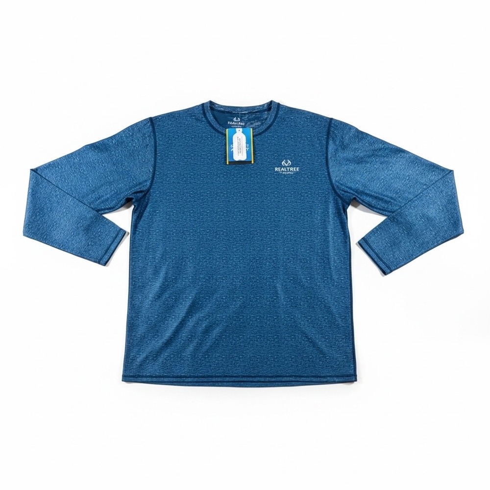 Realtree Fishing Performance Tee Mens 2XL Blue NEW Long Sleeve Downpaddle Mavric